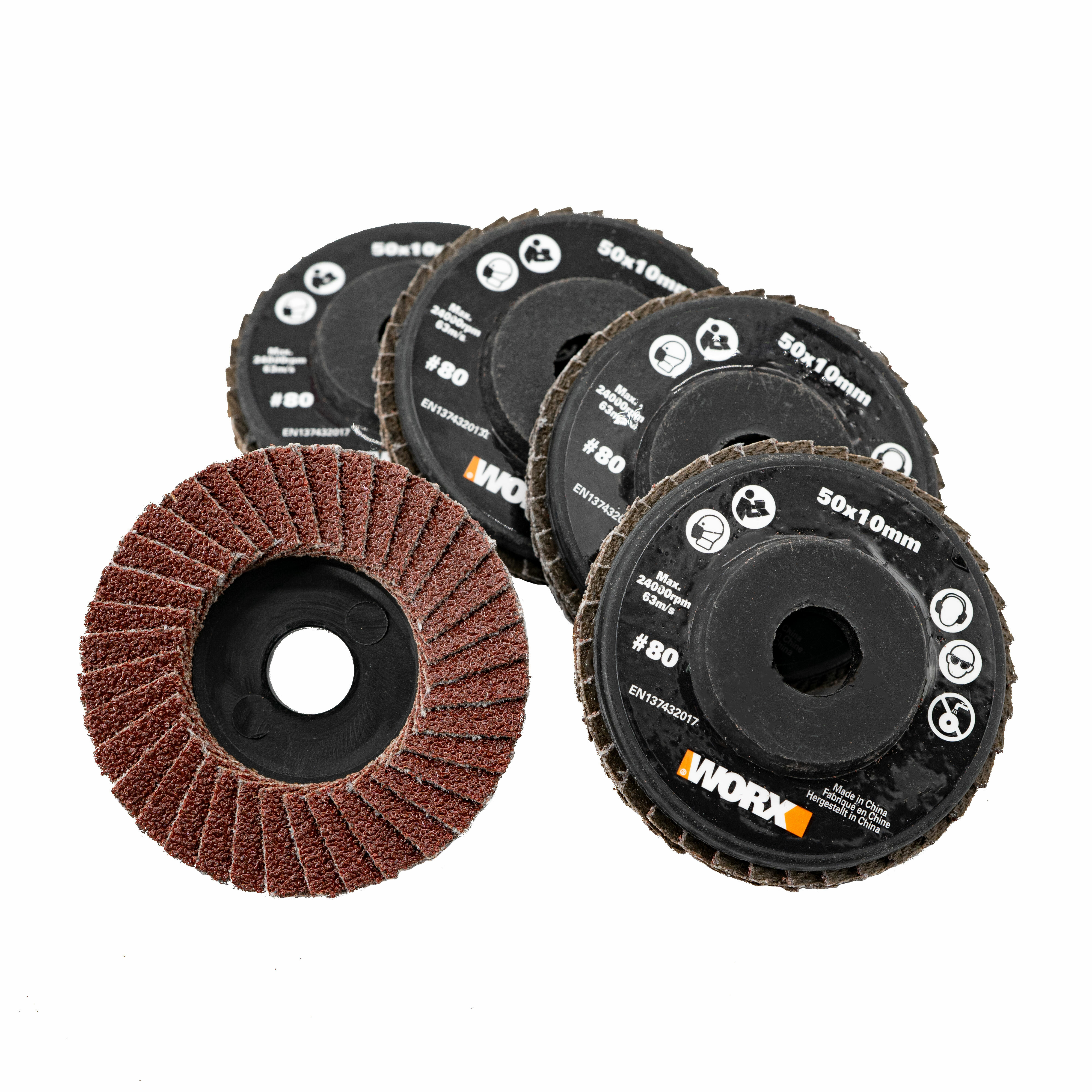 WA7260 50mm #80 砂光碟（五件裝）（WX741迷你無碳刷角磨機專用配件）