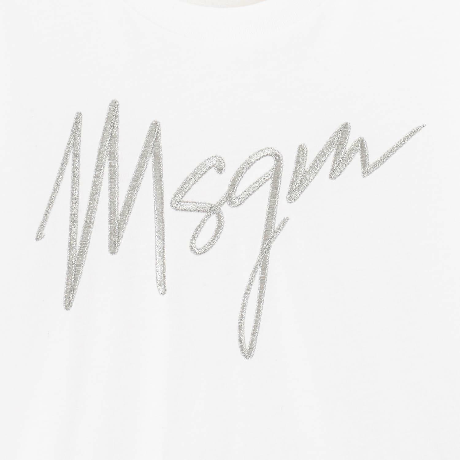 MSGM Kids 白色刺繡標誌T-Shirt