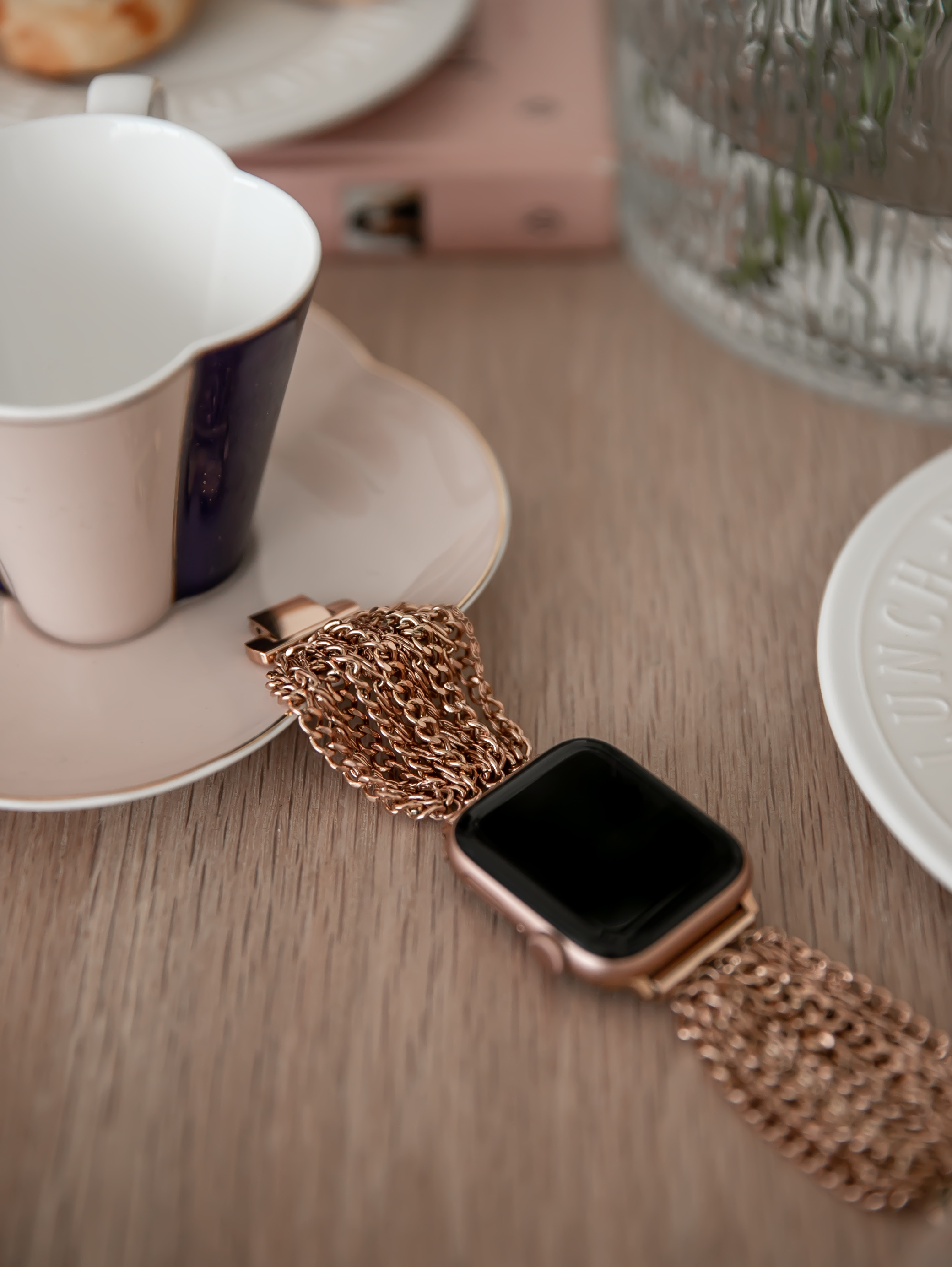 Apple Watch 不鏽鋼復古多層次鏈條錶帶（玫瑰金）