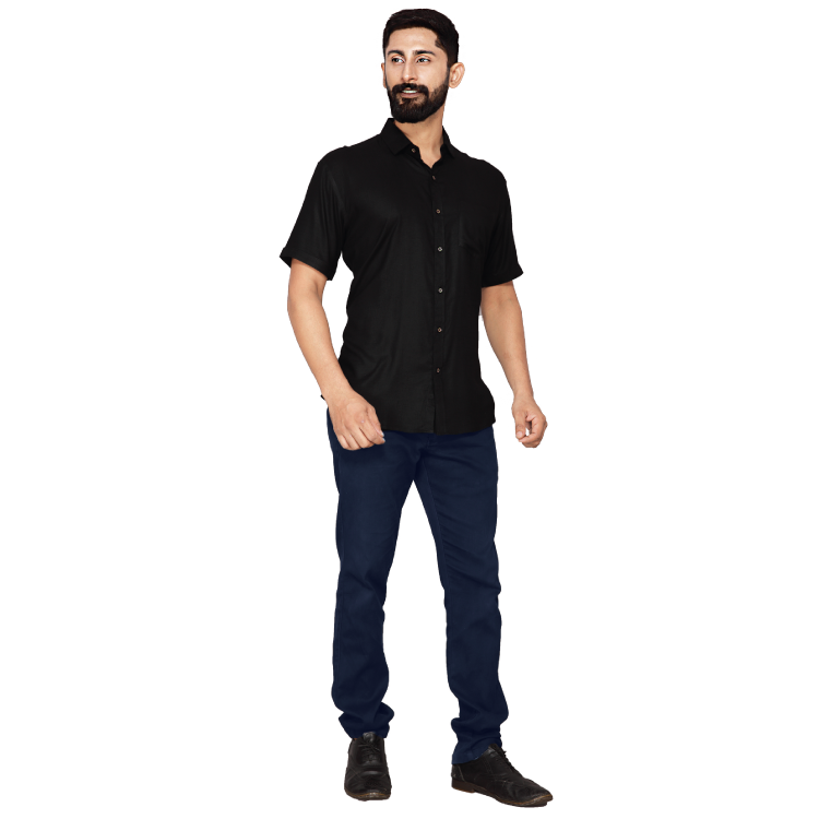 Men Black Rayon Kurta Shirt Q1217