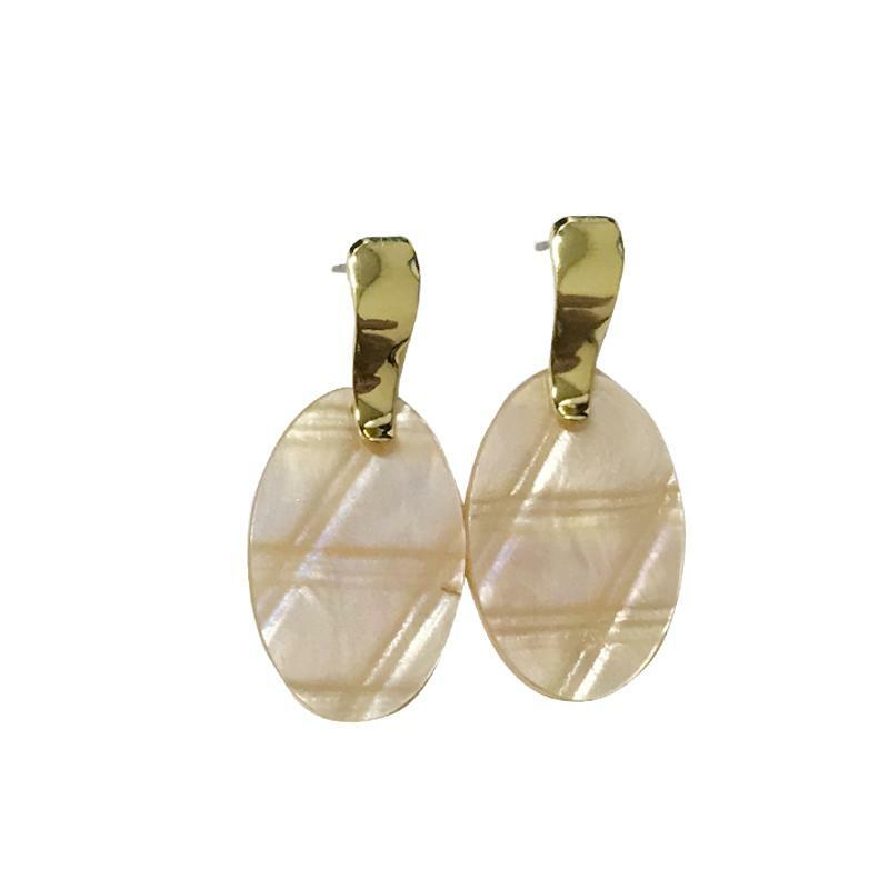 貝殼風耳環/橢圓