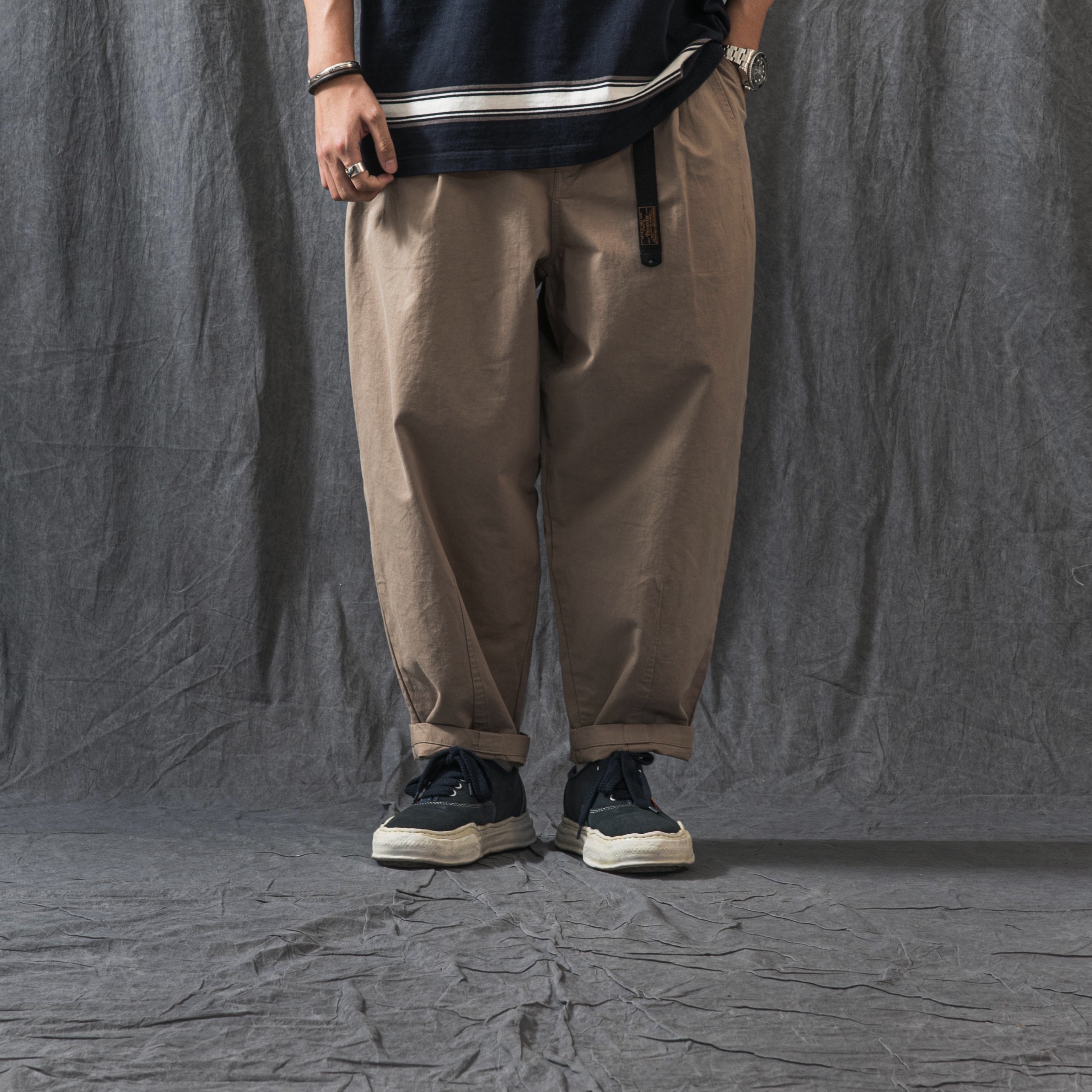 PERSEVERE ELASTICATED WAIST PLEATED TAPERED PANTS - KHA