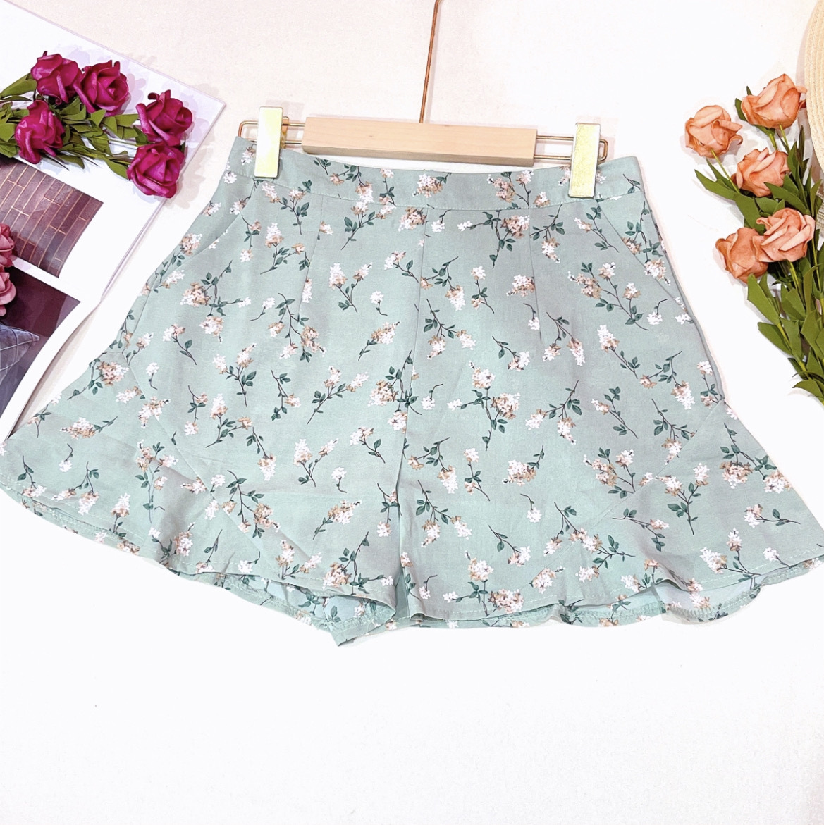 D1657 - Floral Chiffon High Waist Pant