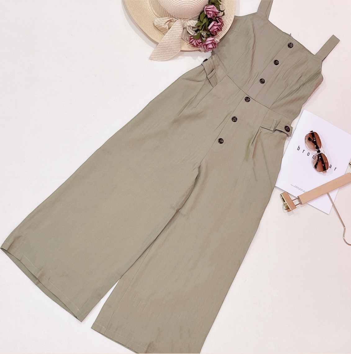 L320153 - Notch Neck Solid Slip Jumpsuit
