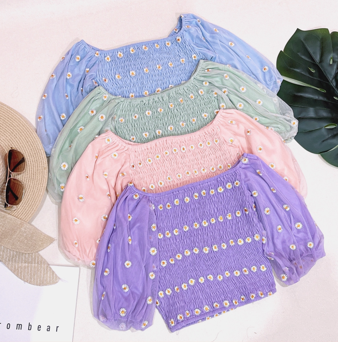 IC1667 - Embroidery Puff Sleeve Top