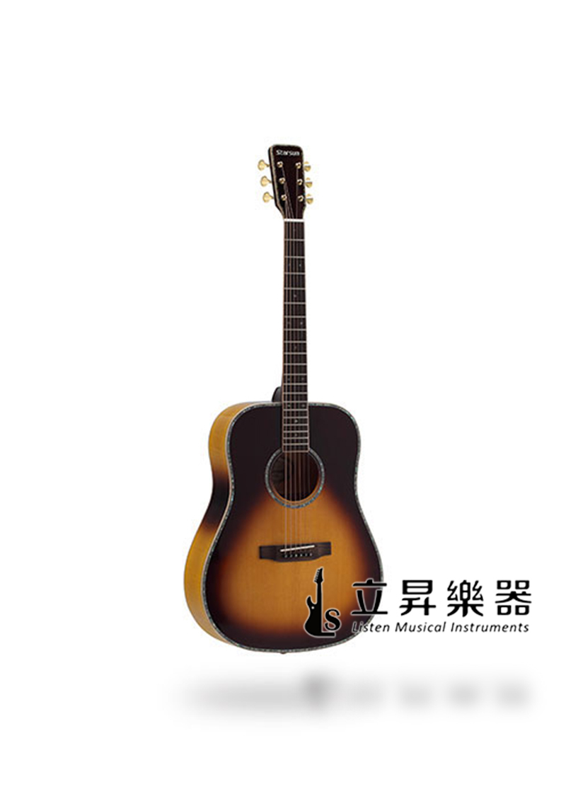 木吉他 STARSUN DF60 面單 西特加雲杉面單 D桶 41吋 煙草化色 SDB 星臣 側背虎紋楓木 附原廠琴袋