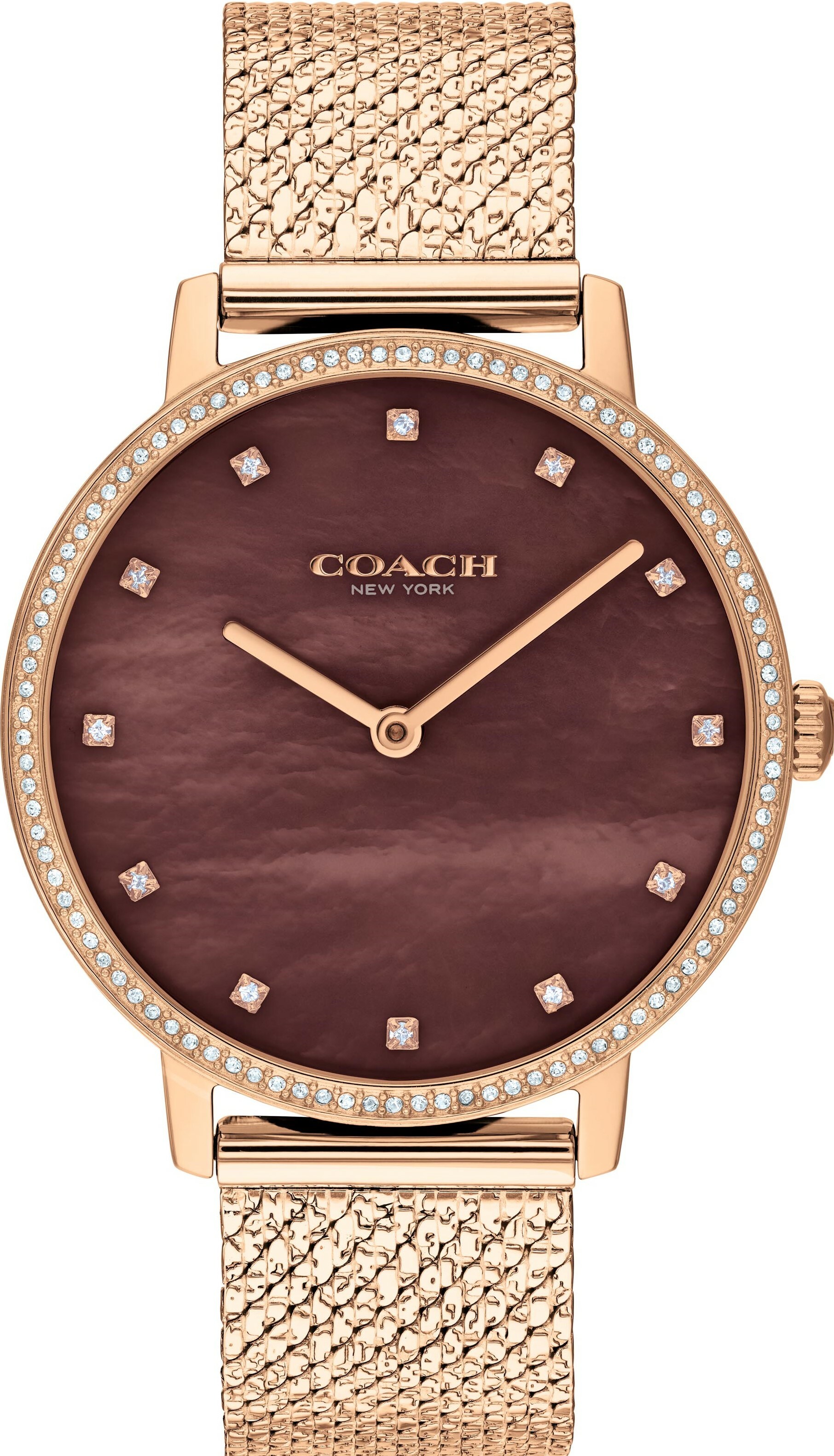 萬年鐘錶 - COACH錶   晶鑽暮色貝殼錶面經典米蘭錶帶女錶  14503828  錶徑35MM