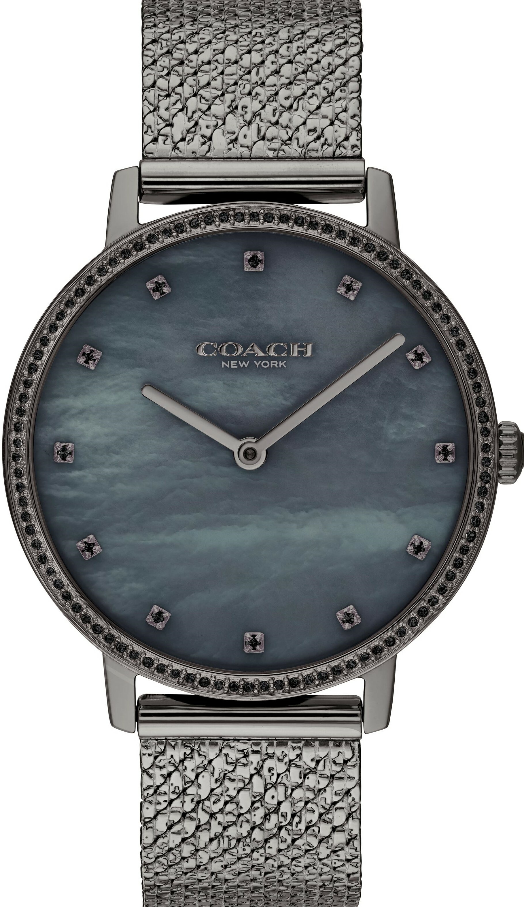 萬年鐘錶 - COACH錶   神秘鐵礦黑灰晶鑽貝殼錶面經典米蘭錶帶女錶  14503829   錶徑35MM
