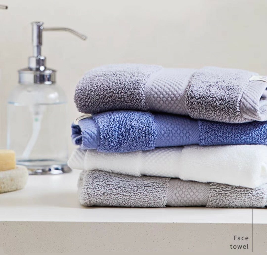 長絨精梳棉緞檔洗臉巾(兩件組)
