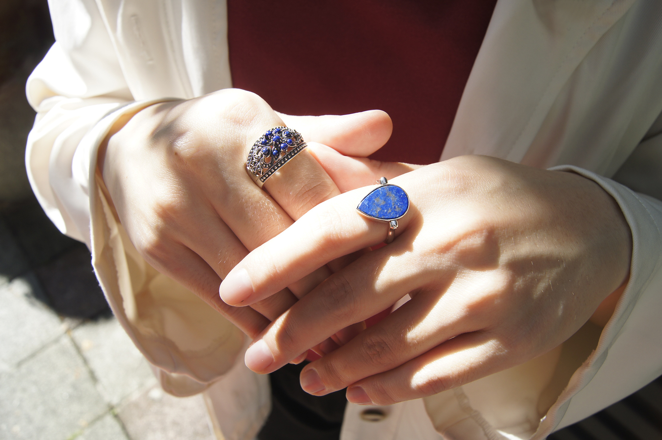 雙面水滴青金石戒墜OP2096