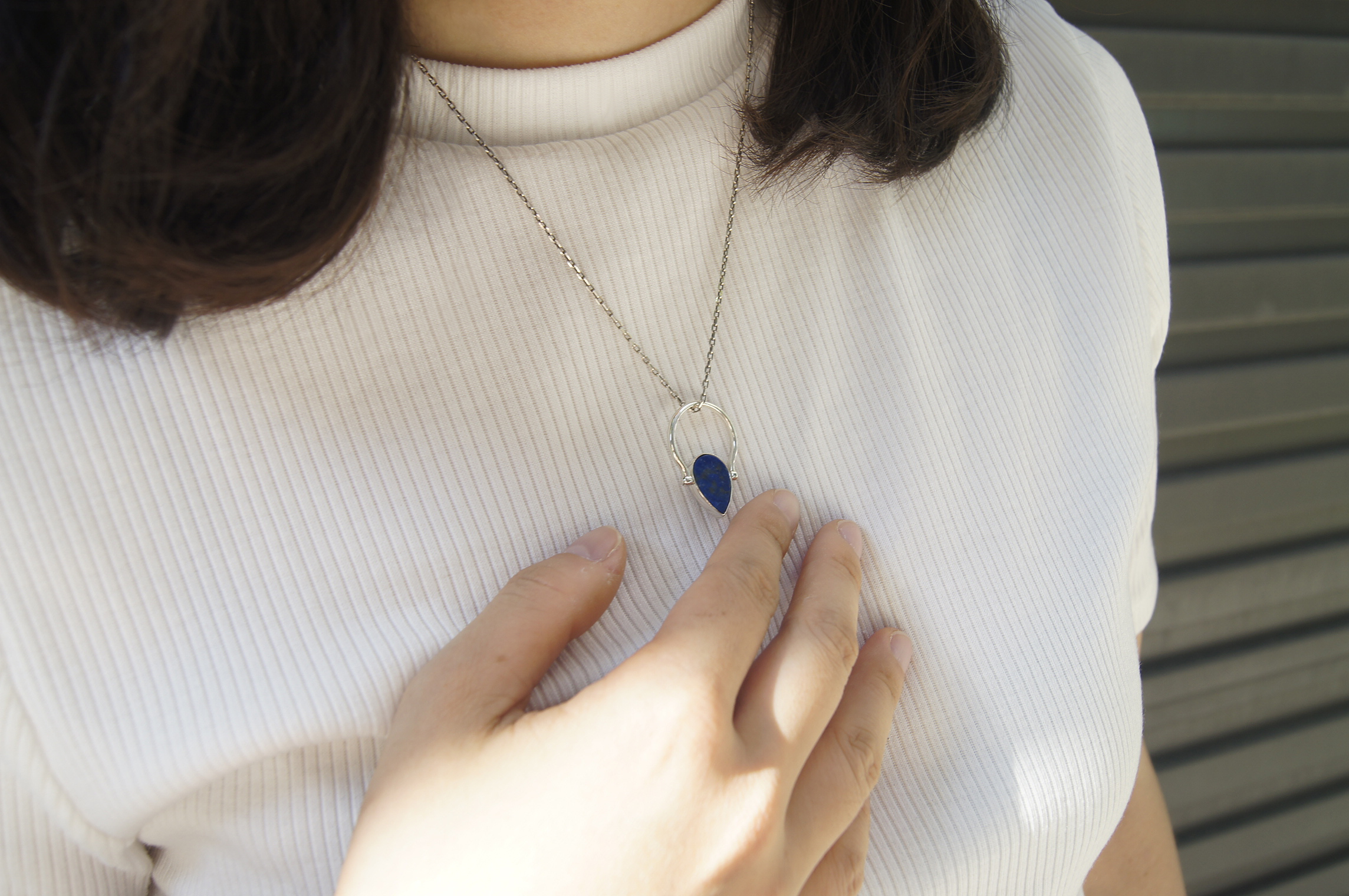 雙面水滴青金石戒墜OP2096