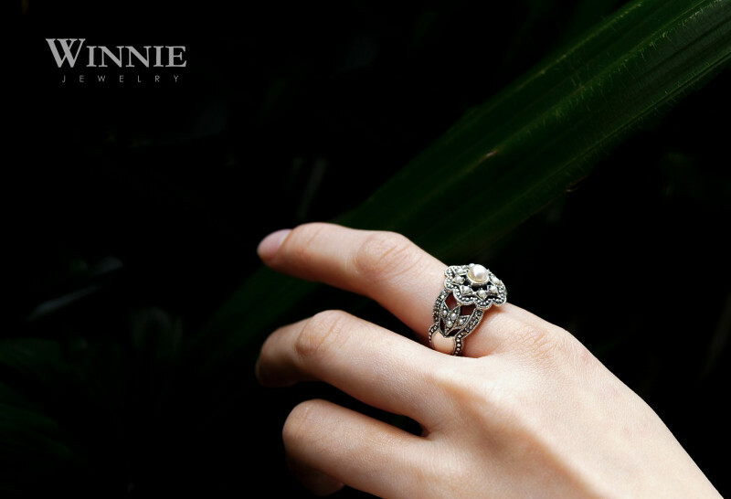 珍珠花邊戒指OP1702