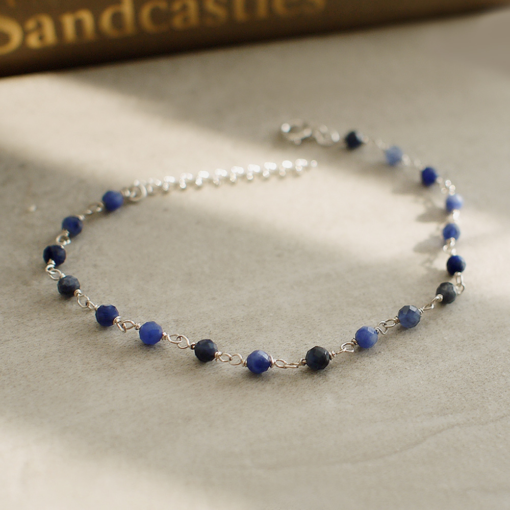 藍寶石珠簾純銀手鍊/SB990