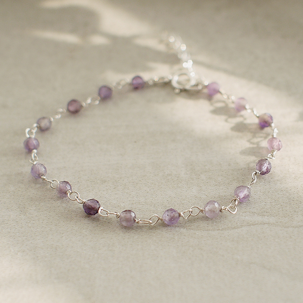 紫水晶珠簾純銀手鍊/SB992