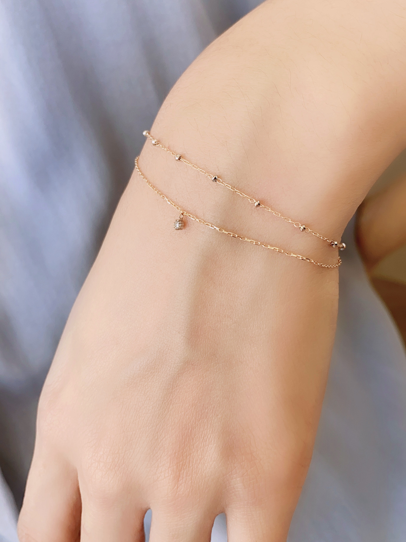 雙色鑽石吊墜手鍊