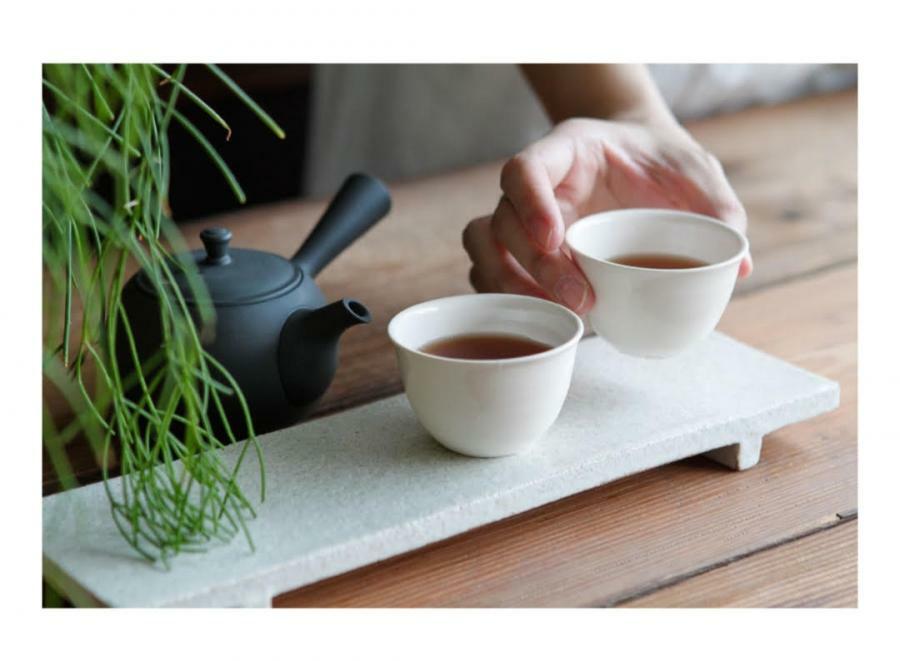 SSS-陶 付腳長角皿(粉引) 