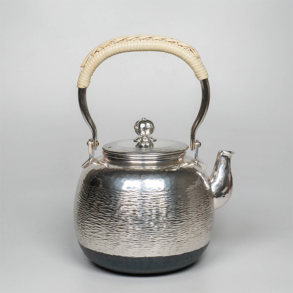 茶道具 古物品 煎茶用銀瓶 いぶし 紙箱入 - 工芸品