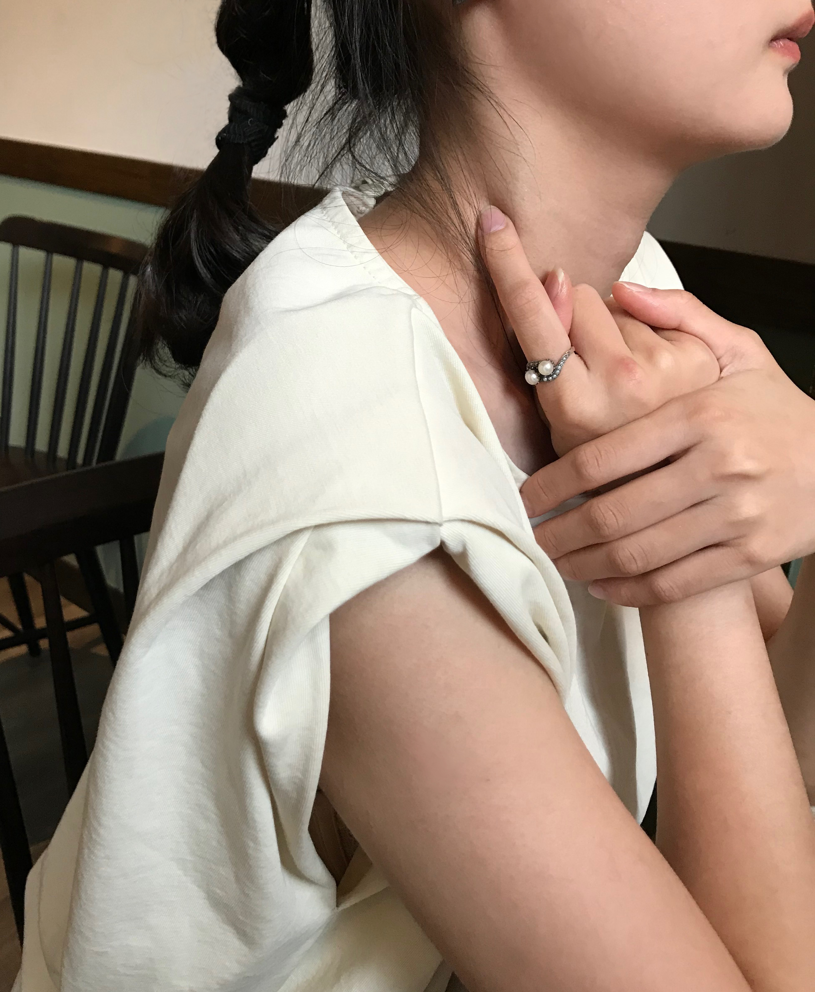 流線珍珠曲線戒指（OP1728）