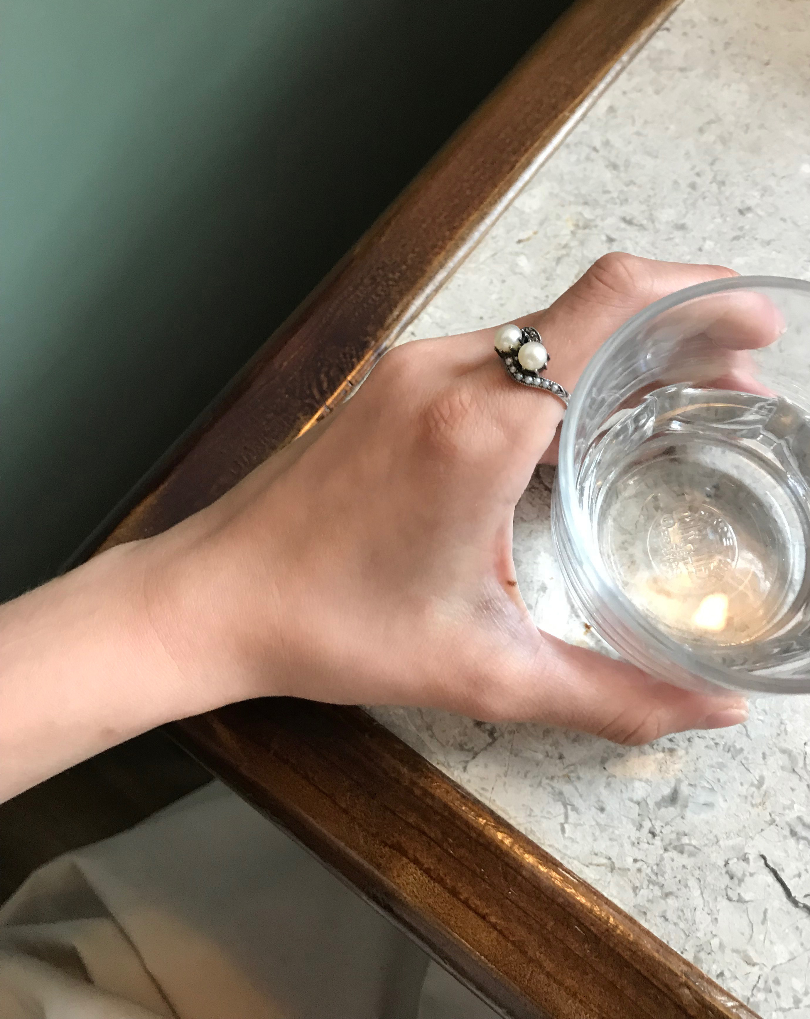 流線珍珠曲線戒指（OP1728）