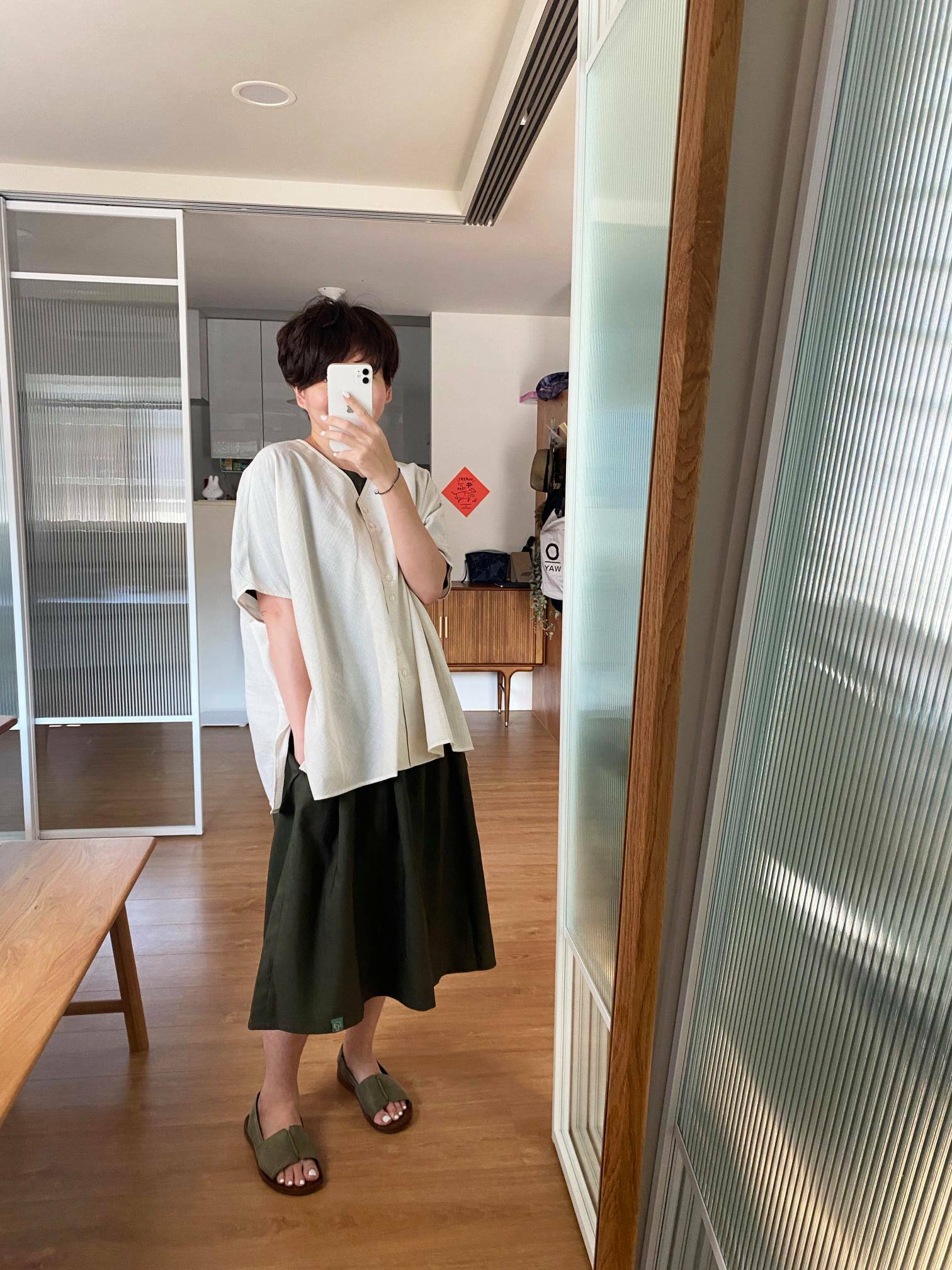 森麻感松林洋裝-烏龍茶