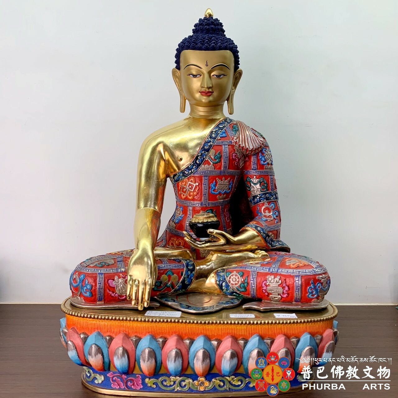 尼泊爾手工精美彩繪鎏金佛像-釋迦牟尼佛/45cm