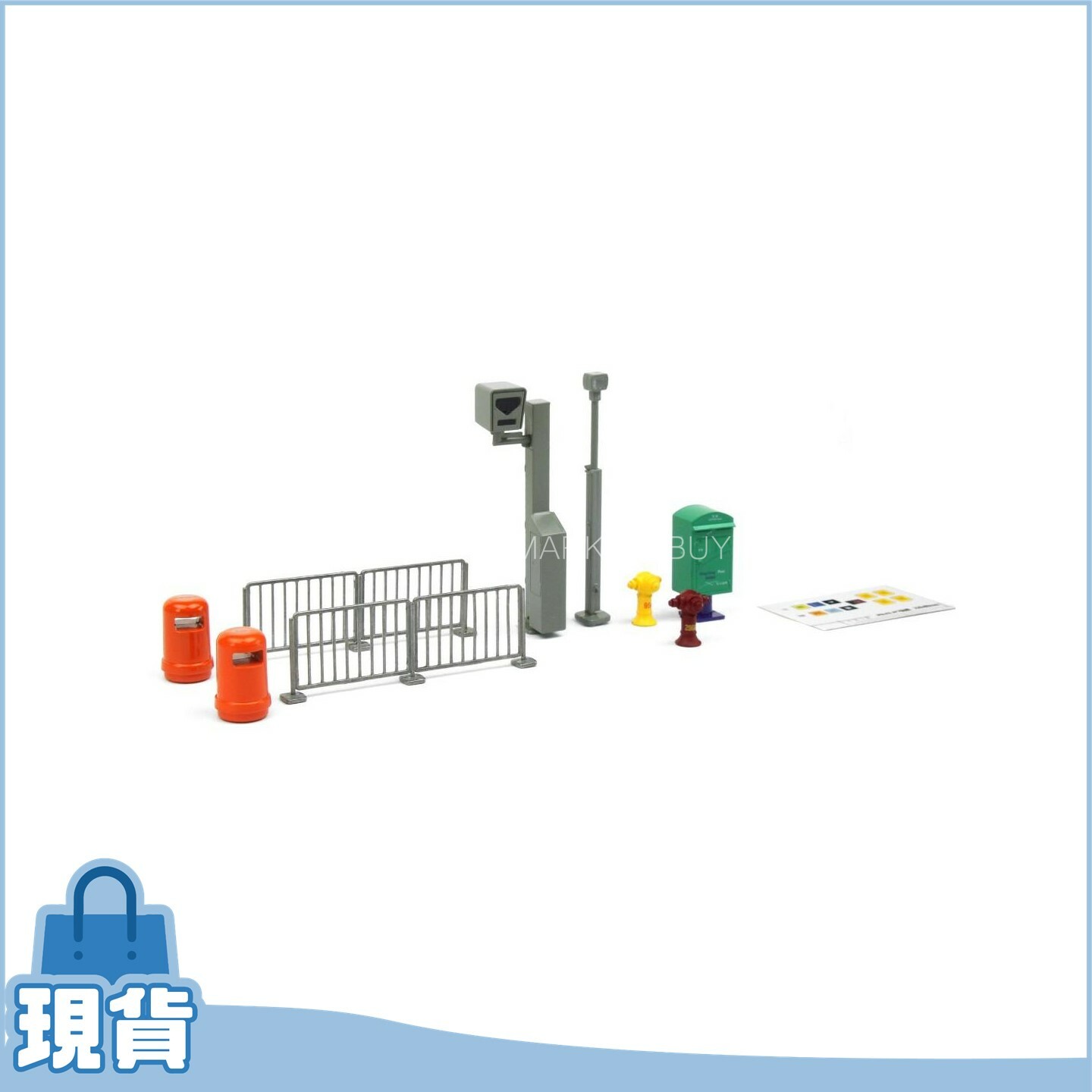 TINY 微影 1/43 Ax08 馬路圍欄垃圾桶場景套裝