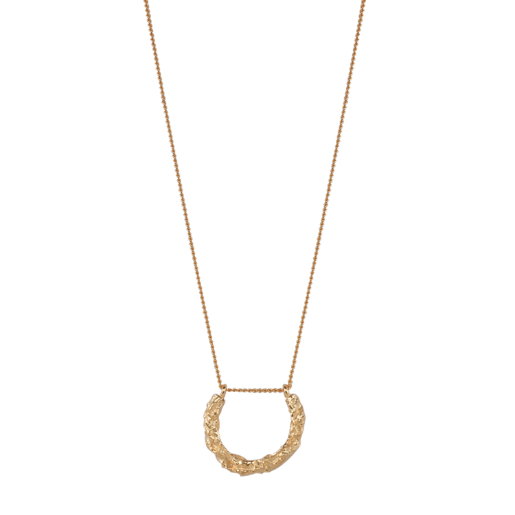 純銀項鍊，女士項鍊 粗糙面馬蹄鐵；隨興又具強烈存在感的獨特風格（1642金色）