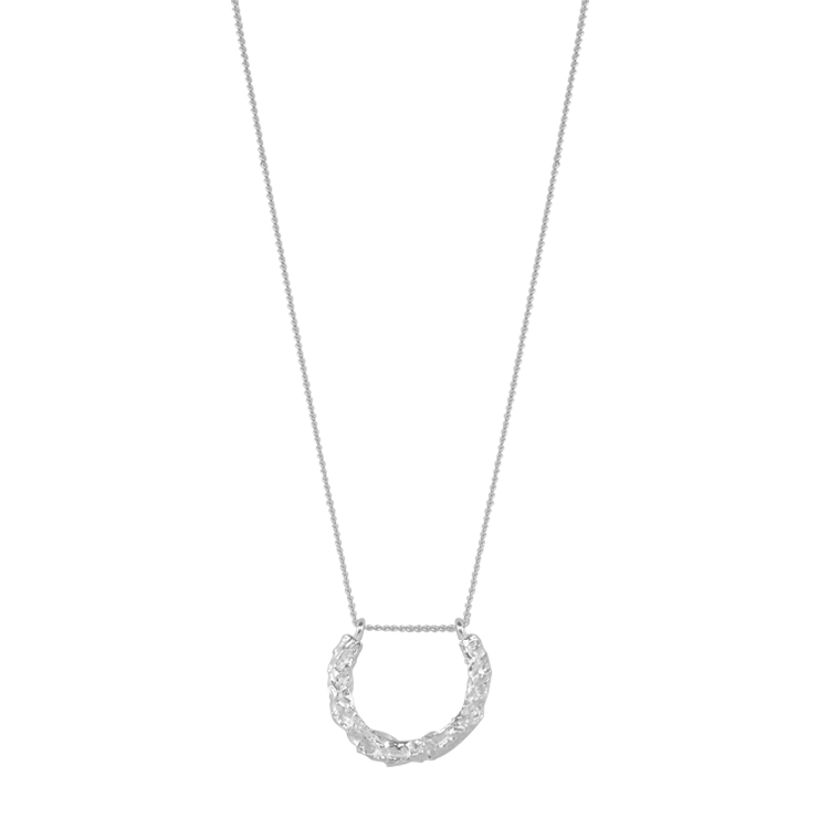 純銀項鍊，女士項鍊 粗糙面馬蹄鐵；隨興又具強烈存在感的獨特風格（1642銀色）