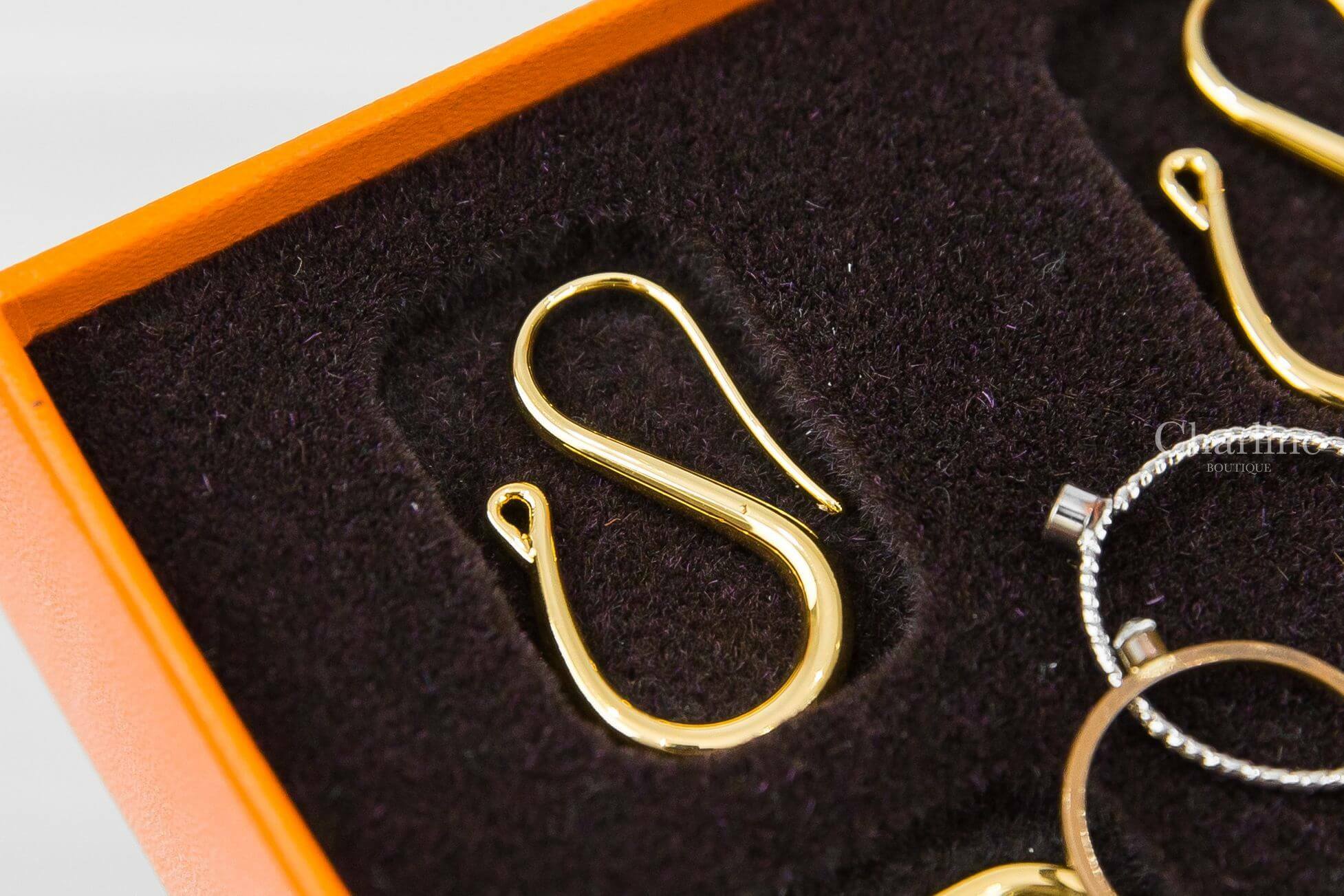 Hermès O'Maillon Earrings 奶油白小牛皮金飾θ三件組垂墜耳環