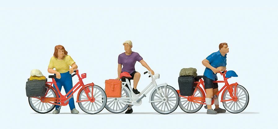 Preiser 10637 HO scale, Cyclists standing at the barrier
