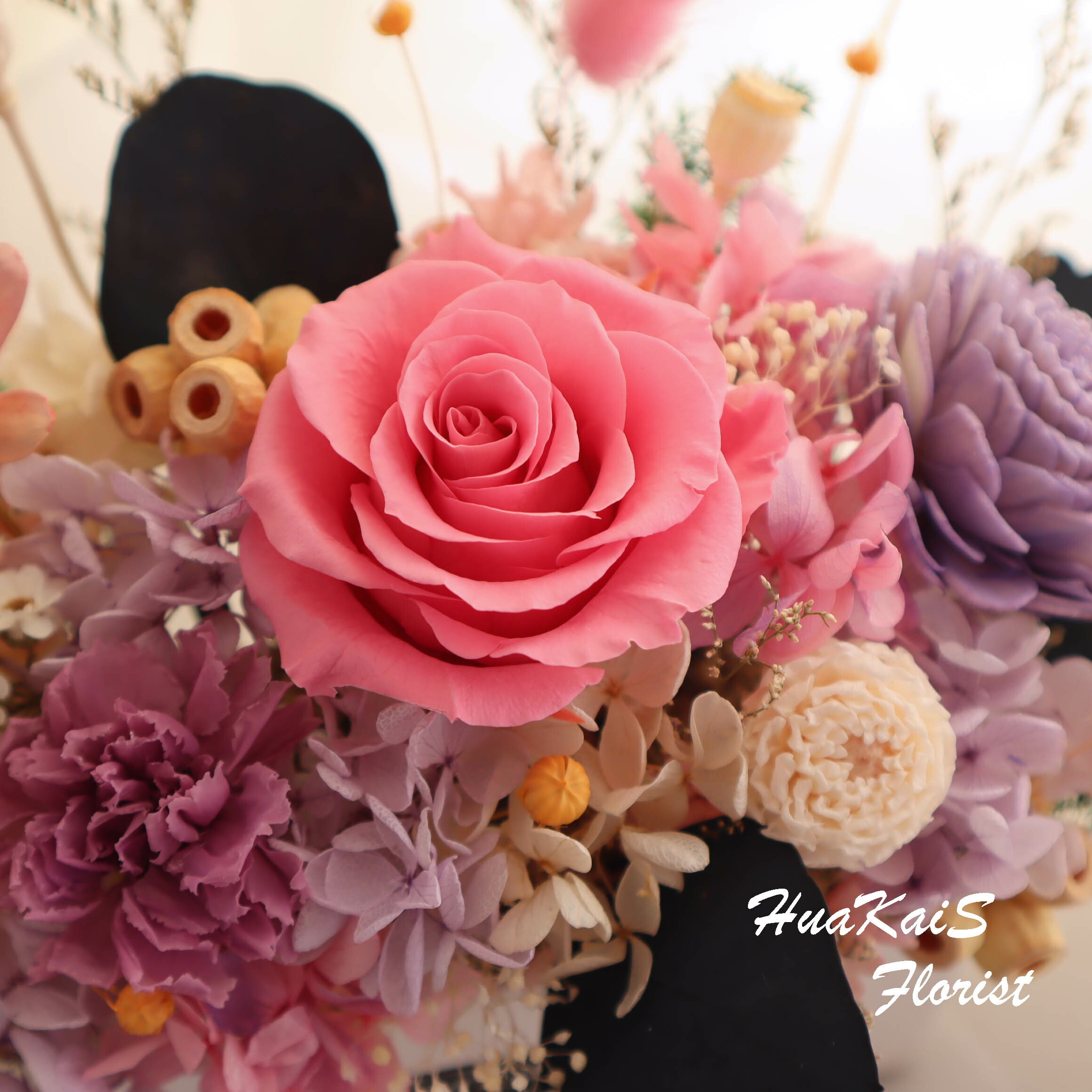 經典款桌花-輕粉紫|開幕賀禮|喬遷新居|永生桌花|中型桌花