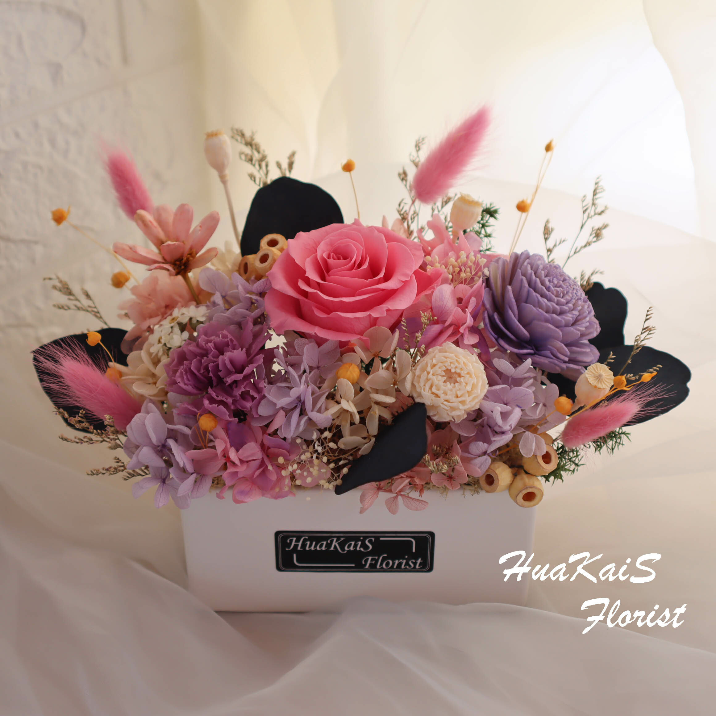 經典款桌花-輕粉紫|開幕賀禮|喬遷新居|永生桌花|中型桌花