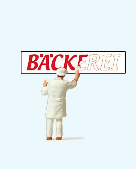 Preiser 28082 HO規 sign painter 標誌畫家.有人物.顏料桶.無看板