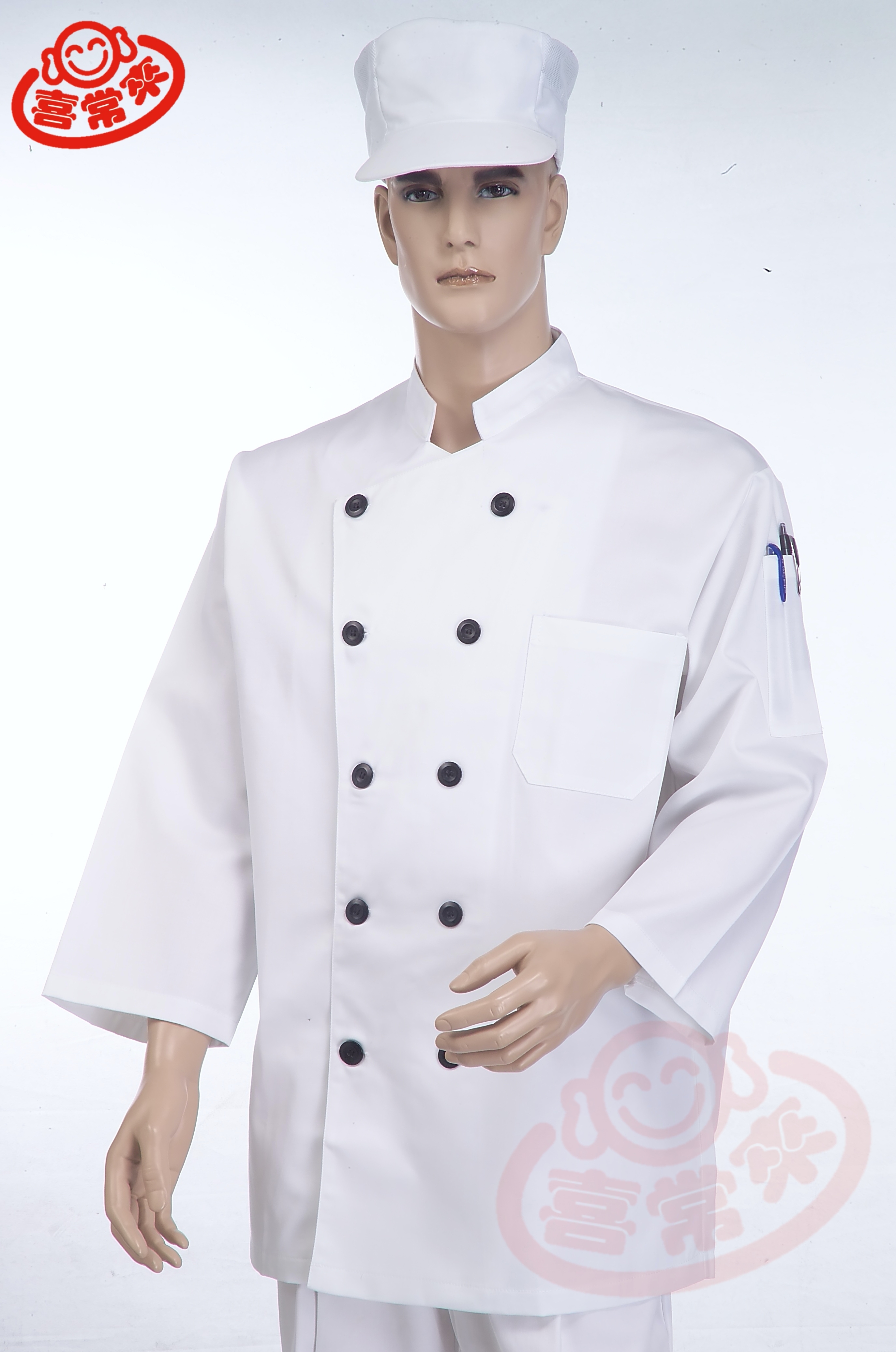 #9702中山領七分袖-雙黑釦