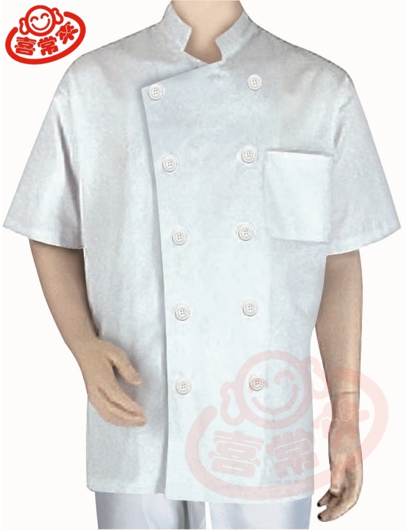 #9711薄/中山領短袖雙白釦