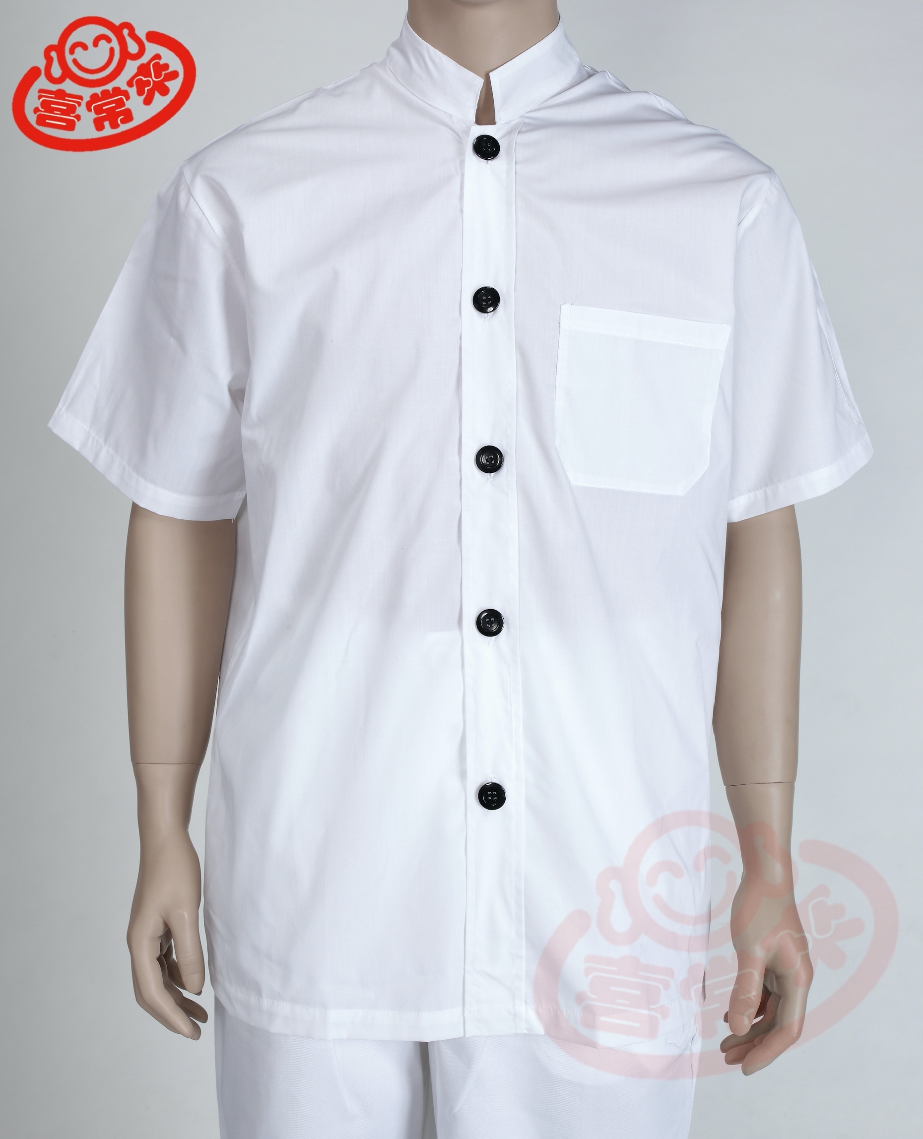 #9714 薄/中山領短袖-單黑釦