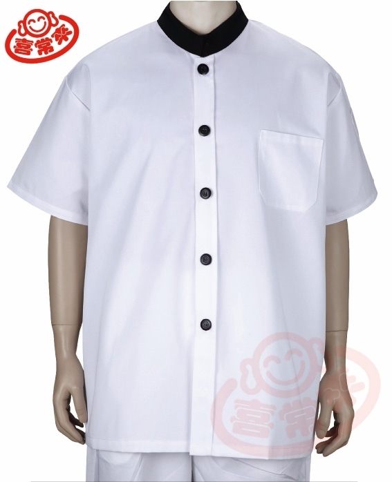 #9792 中山黑領短袖-單黑釦