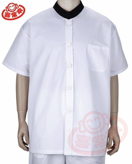 #9793 中山黑領短袖-單白釦