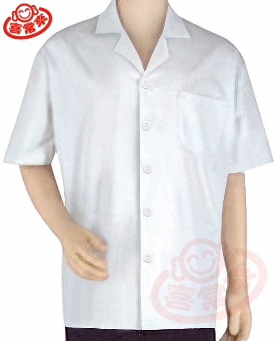 #9731 國民領短袖-單白釦