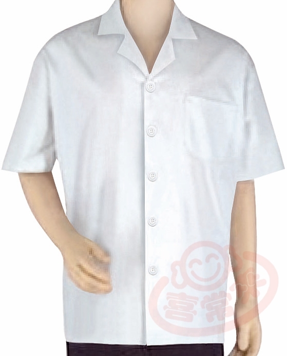 #9736 薄/國民領短袖-單白釦