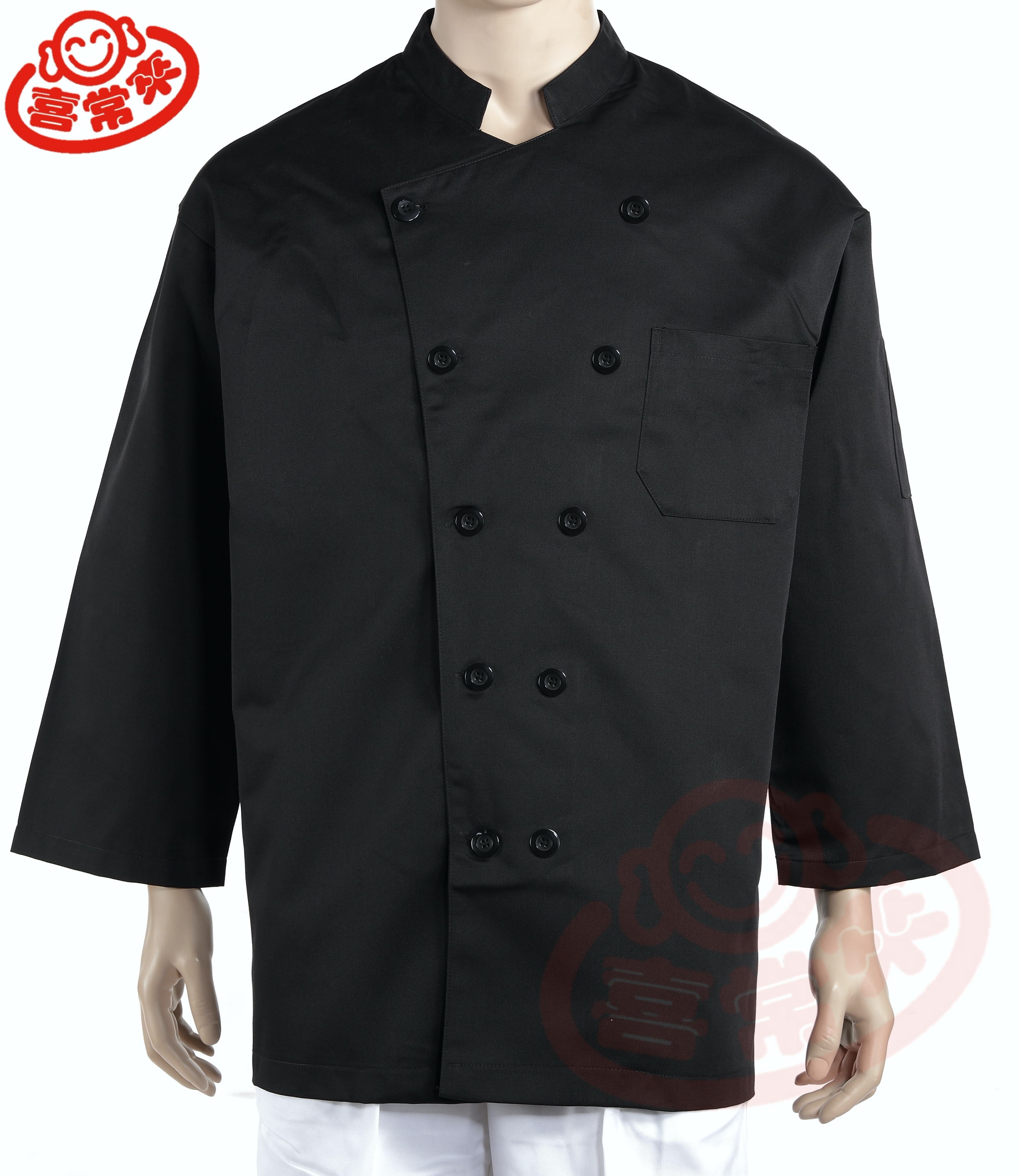 #9773 平黑/中山七分袖-雙黑釦