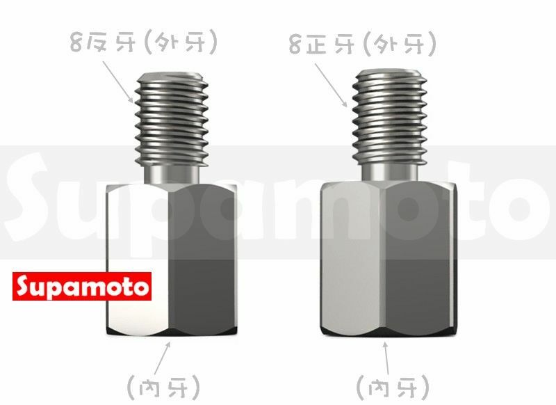 -Supamoto- 白鐵 轉接 螺絲 後照鏡 後視鏡 8mm 10mm 反牙 正牙 增高 加高 內牙 不鏽鋼
