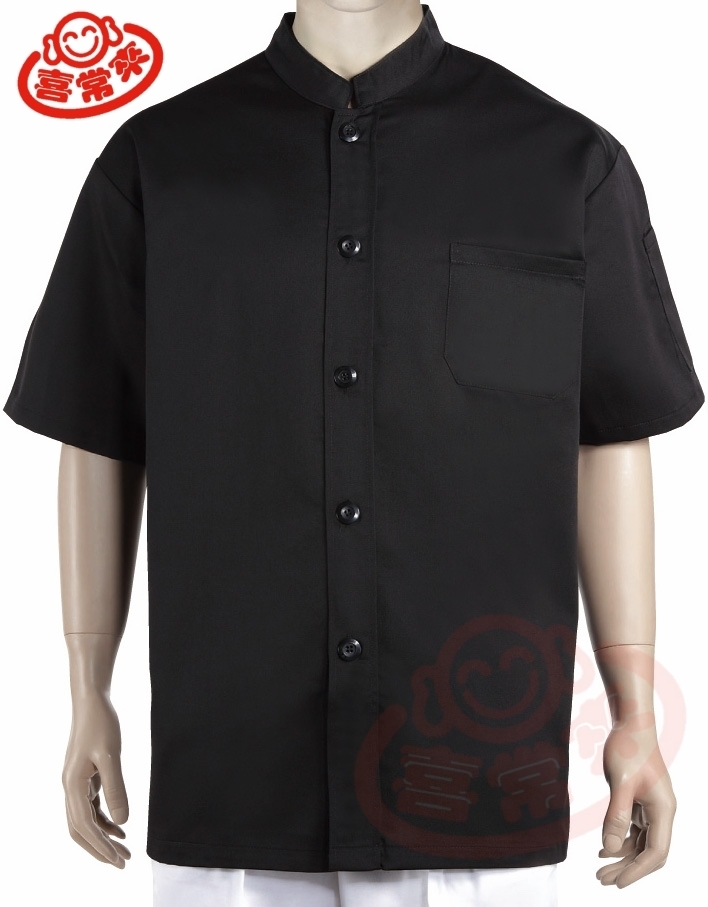 #9776 平黑/中山領短袖-單黑釦