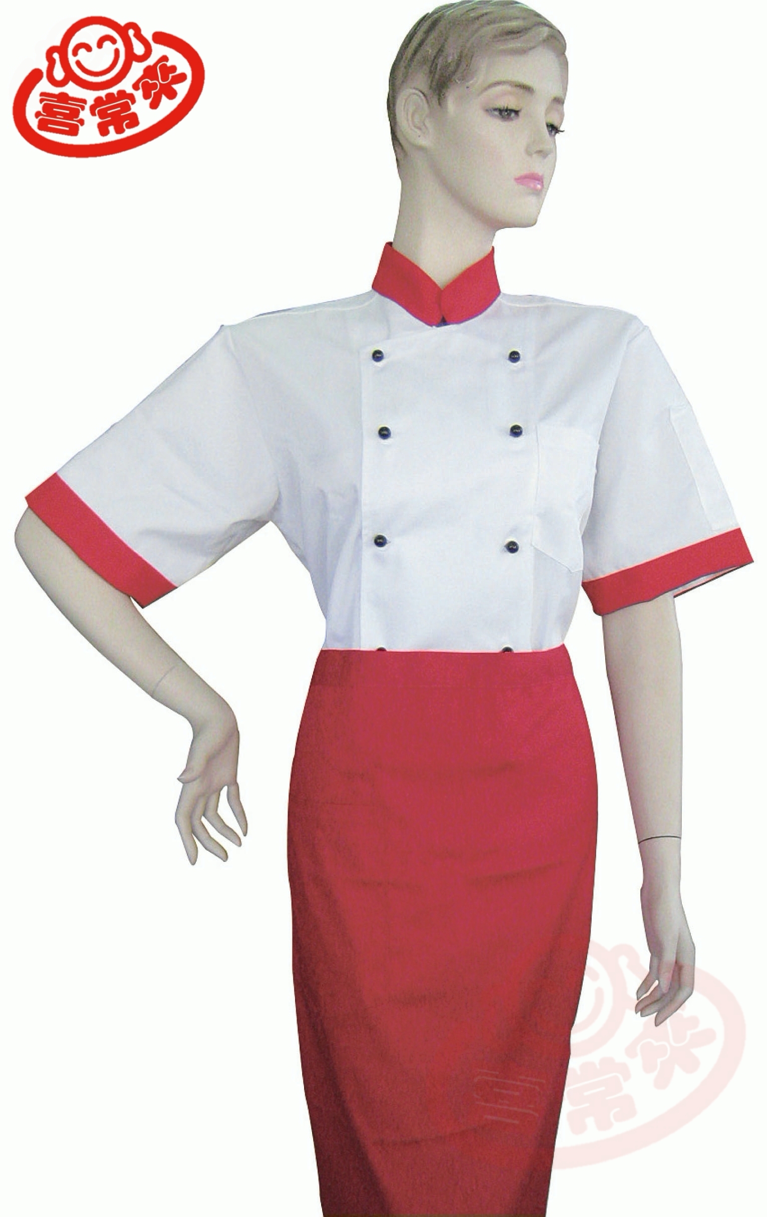 #9757 紅領紅短-雙安釦<訂製款>