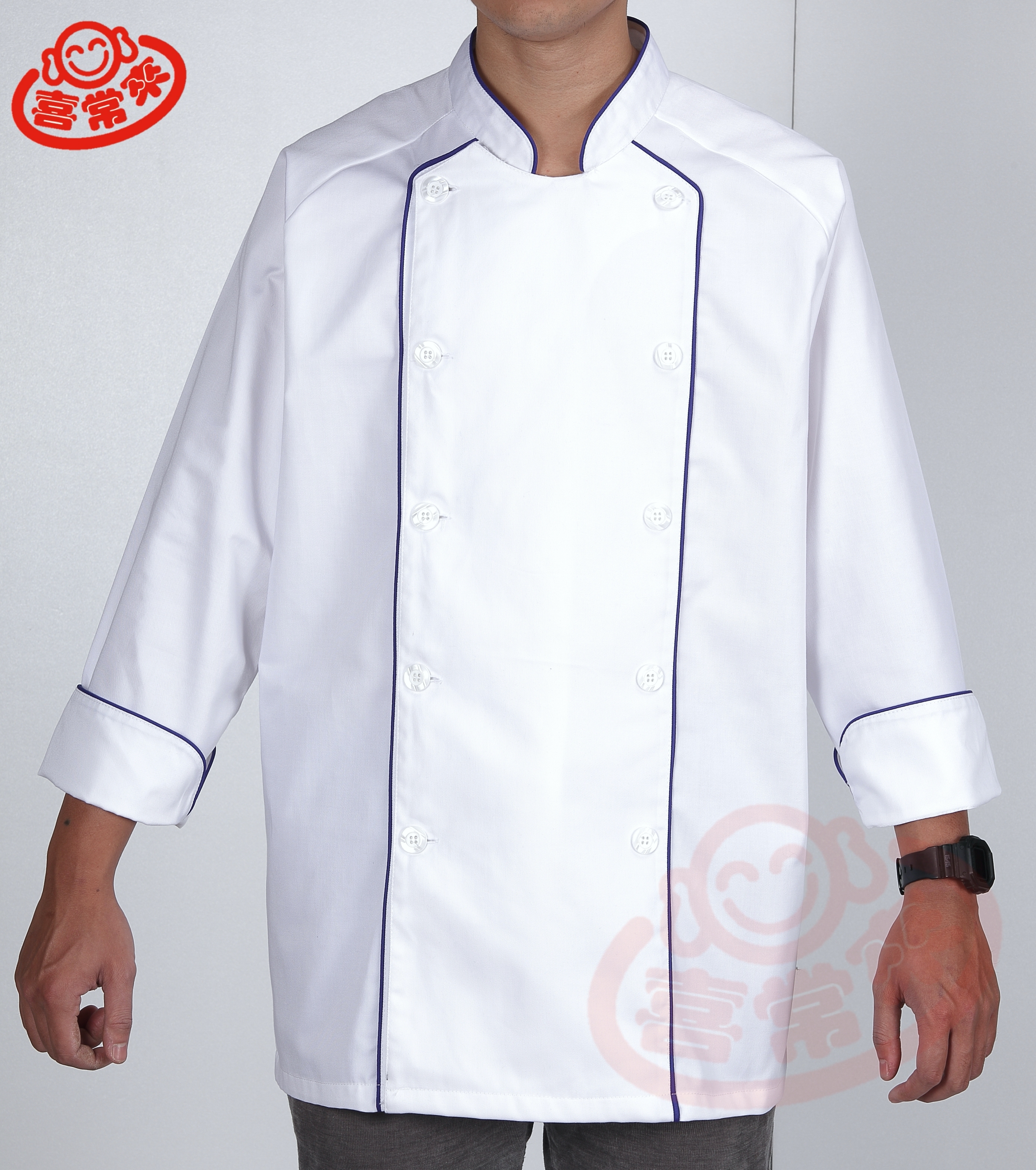 #9710 領、前滾滾條雙并反褶-隱釦 <訂製款>