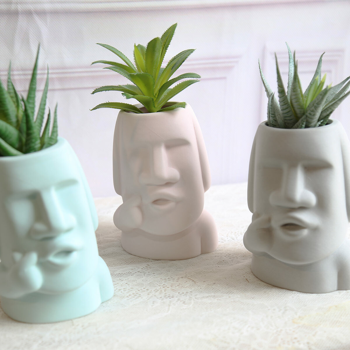 莫森居家選物｜FC07摩艾啾咪盆器(不含植物)