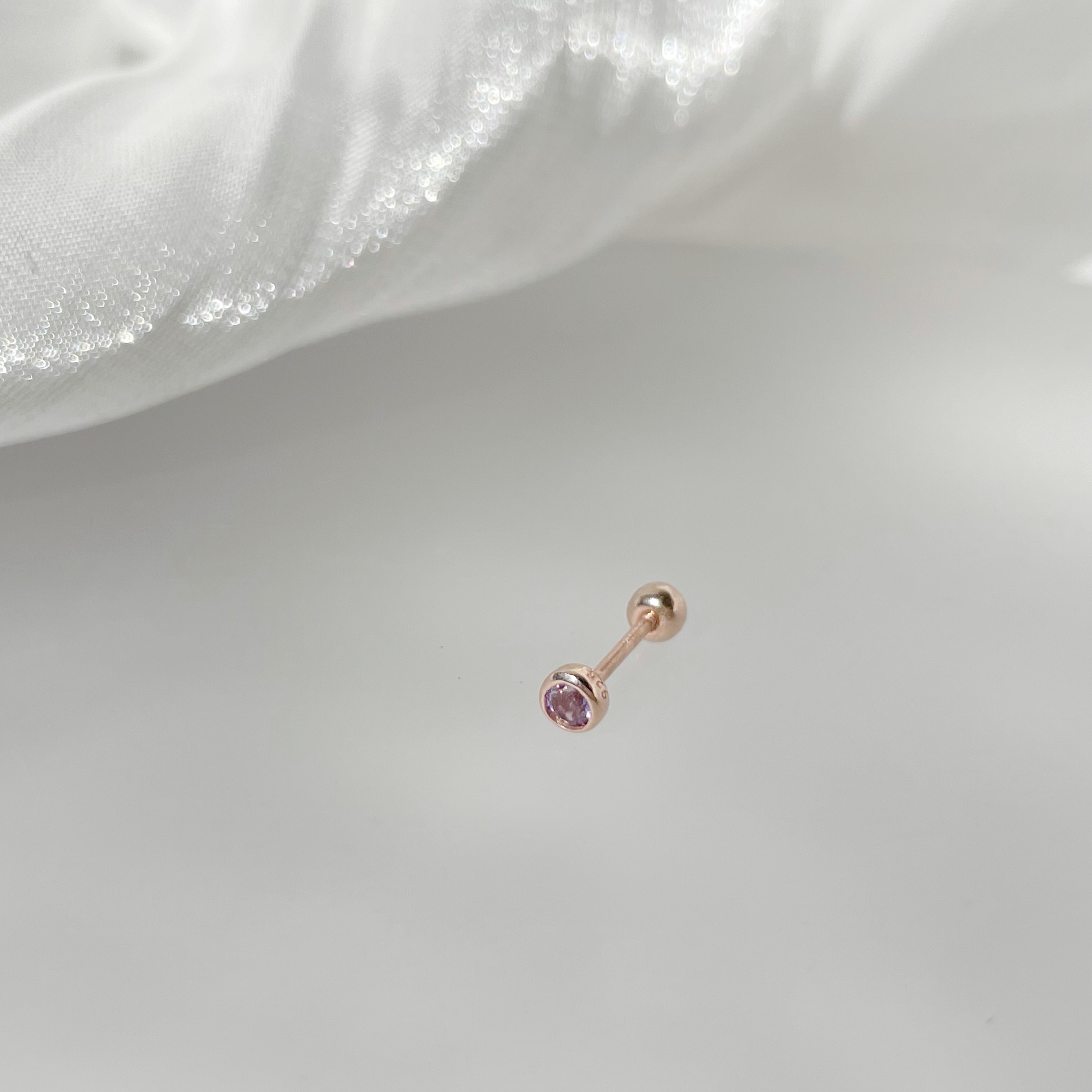 Lego鑽面小圓紫水晶轉珠耳環