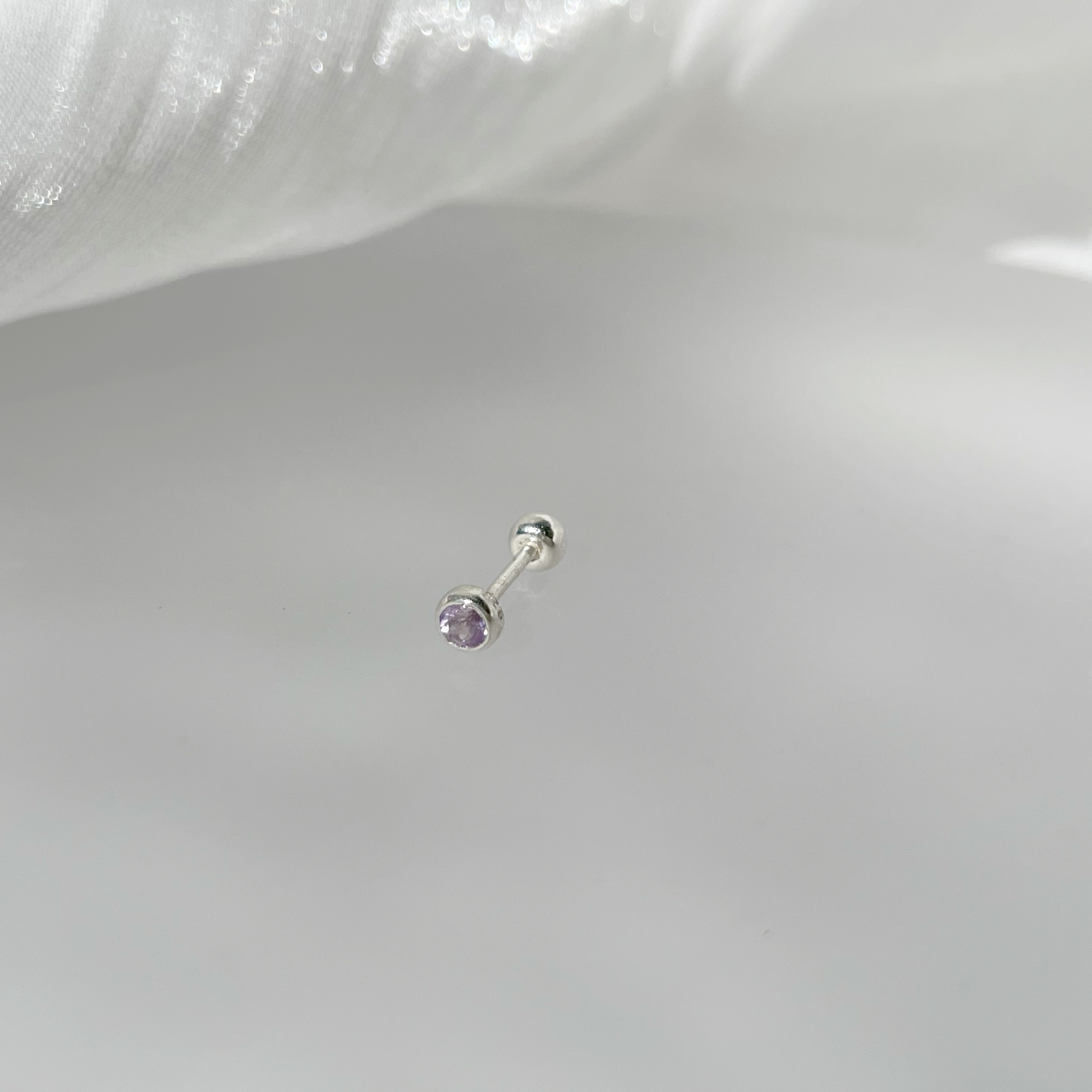 Lego鑽面小圓紫水晶轉珠耳環