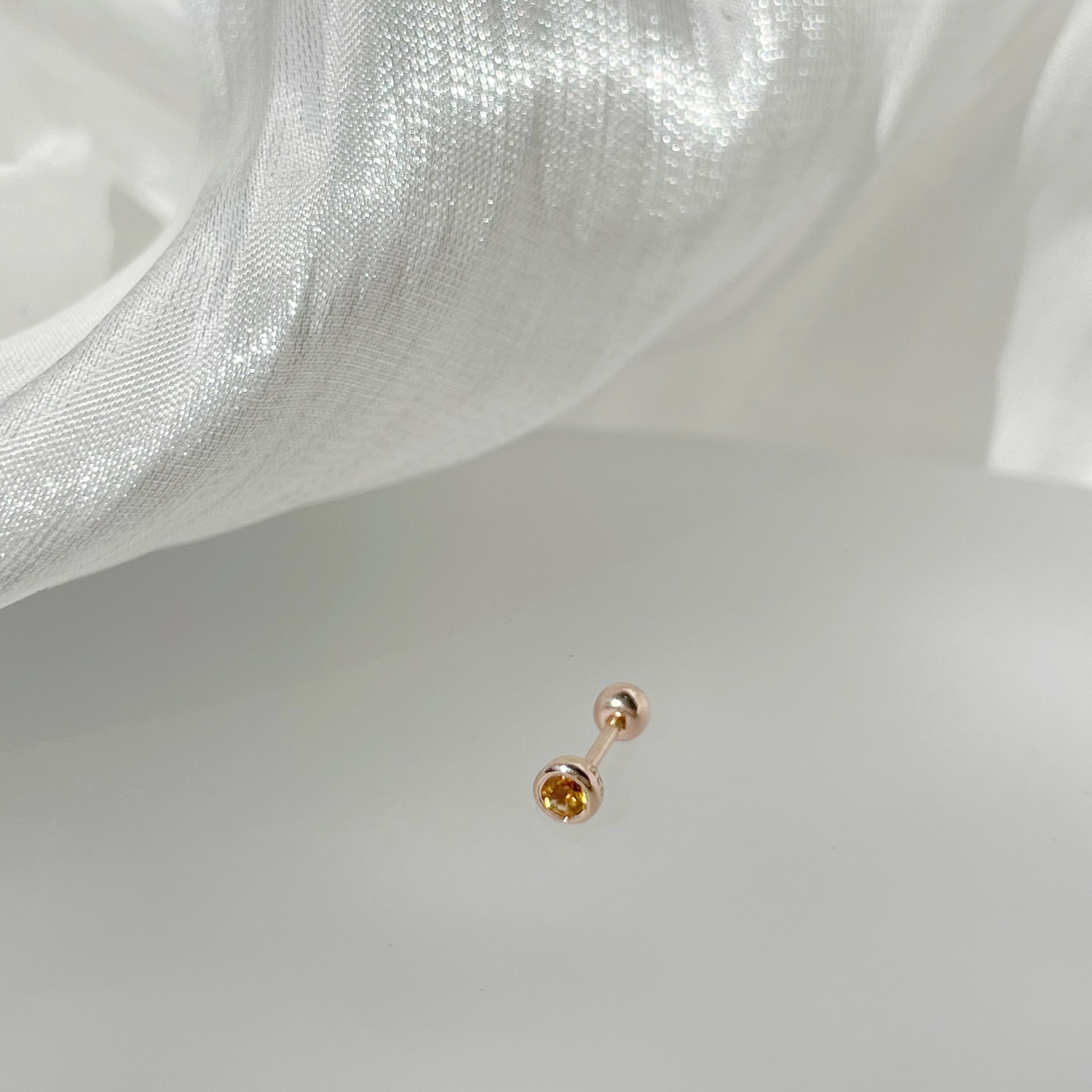 Lego鑽面小圓黃水晶轉珠耳環