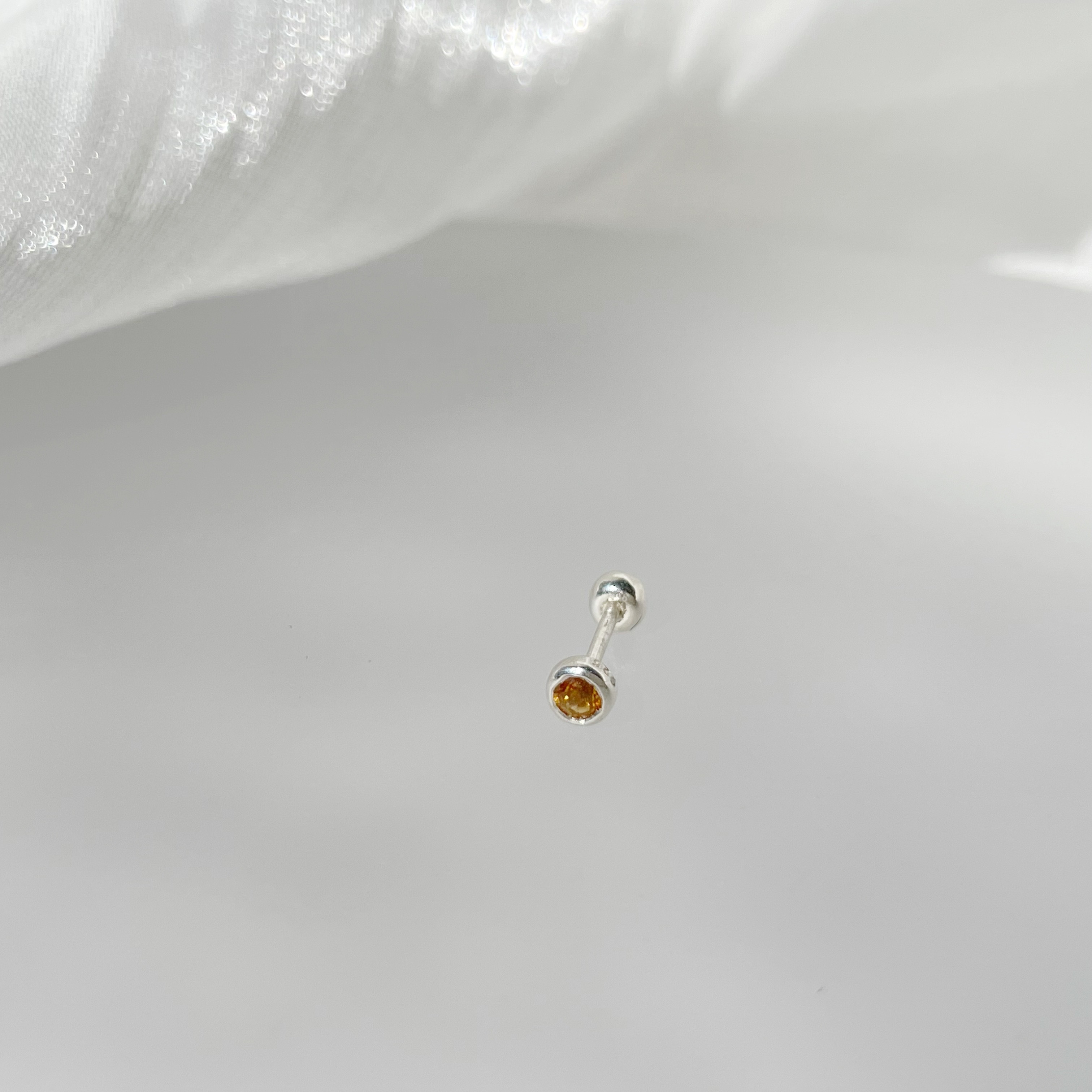 Lego鑽面小圓黃水晶轉珠耳環